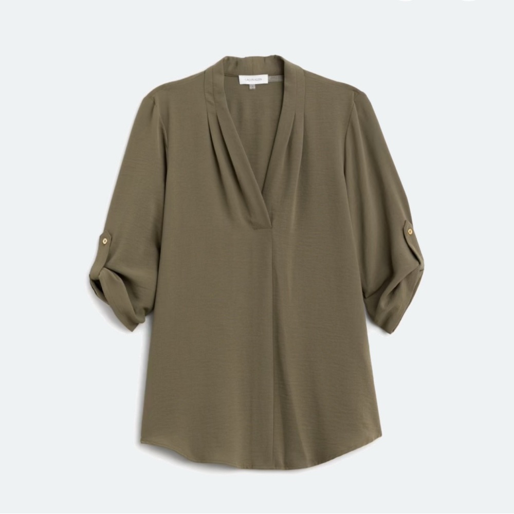 Women’s Calvin Klein V-neck rolled sleeve blouse